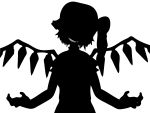  bad_apple!! cap evil_grin flandre_scarlet grin monochrome side_ponytail silhouette solo touhou vector_trace wings 