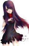  beatrice_(wild_arms_3) black_dress black_hair brown_eyes dissolving_clothes dress gradient_hair legs long_hair multicolored_hair simple_background smile solo takakyo very_long_hair white_background wild_arms wild_arms_3 