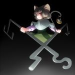  basket capelet dowsing_rod grey_hair looking_back mouse mouse_ears mouse_tail nazrin red_eyes short_hair simple_background smirk tail tora_(pixiv) tora_(trampjing) touhou 