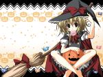  broom candy hat kirisame_marisa korie_riko mouth_hold pumpkin touhou witch_hat 