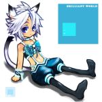  animal_ears arm_support bow cat_ears cat_tail doraeshi final_fantasy final_fantasy_xi flat_chest mithra navel pantyhose purple_eyes sitting tail violet_eyes white_hair wrist_cuffs 