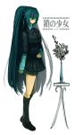  absurdres alternate_costume aqua_eyes aqua_hair black_legwear black_socks chain_girl_(vocaloid) flower hatsune_miku highres jacket kusari_no_shoujo_(vocaloid) long_hair necktie simple_background skirt socks solo twintails ukai_saki very_long_hair vocaloid 