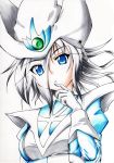  1girl blue_eyes character_request fuyuno_taka highres simple_background solo white_background yuu-gi-ou 
