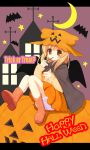  boots child halloween orange_eyes orange_hair pocky pumpkin sakura_mikan sakura_mikan_(chirizakura) solo 