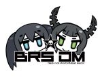  black_rock_shooter black_rock_shooter_(character) blue_eyes chan_co chibi dead_master green_eyes horns simple_background skull smile star twintails white 