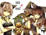  animal_ears bad_id bell bell_collar braid cat_ears collar hair_ribbon hakurei_reimu halloween hat izayoi_sakuya jack-o'-lantern jack-o-lantern kirisame_marisa kochiya_sanae multiple_girls pumpkin ribbon striped touhou tsukioka_tsukiho twin_braids wings witch_hat 