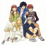  brown_hair casual chika_umino dress everyone flower hanamoto_hagumi hands happy honey_and_clover long_hair male mayama_takumi morita_shinobu scan short_hair skirt takemoto_yuuta yamada_ayumi 