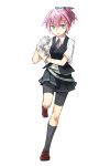  1girl aqua_eyes bike_shorts gloves hair_ornament highres kantai_collection krbi personification pink_hair ponytail school_uniform shiranui_(kantai_collection) short_hair simple_background skirt solo white_background 