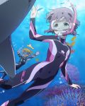  2girls character_request coral fukuda_noriko idolmaster idolmaster_million_live! makabe_mizuki multiple_girls pointing shark underwater wetsuit 