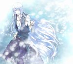  1boy blue_eyes bottle long_hair nagi_no_asukara naoe_takaya silver_hair sitting uroko-sama 