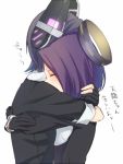  2girls black_hair bust closed_eyes d11 gloves hair_ornament hug kantai_collection mechanical_halo multiple_girls personification purple_hair short_hair tatsuta_(kantai_collection) tenryuu_(kantai_collection) translation_request 