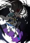  2girls akemi_homura akuma_homura argyle argyle_legwear armband black_hair blue_eyes blue_hair bow cape elbow_gloves gloves hair_bow hand_on_another&#039;s_face long_hair magical_girl mahou_shoujo_madoka_magica mahou_shoujo_madoka_magica_movie mesushirindaa miki_sayaka multiple_girls short_hair soul_gem spoilers sword thigh-highs violet_eyes weapon wings zettai_ryouiki 