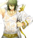  1boy green_hair jewelry kill_la_kill male mask mojya necklace sanageyama_uzu scar solo wet 