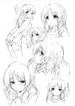  blush character_sheet covering covering_ass expressions hiradaira_chisaki kurimomo leaning_forward looking_back monochrome nagi_no_asukara pout tears v 