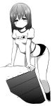  1girl greyscale gym_uniform highres looking_at_viewer monochrome simple_background solo white_background zaxwu 