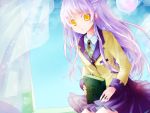  1girl angel_beats! blazer book curtains highres long_hair moon myaaco school_uniform silver_hair tachibana_kanade yellow_eyes 