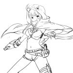  1girl greyscale lineart looking_at_viewer monochrome navel simple_background solo white_background zaxwu 