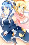  2girls blonde_hair blue_eyes blue_hair braid idun&amp;idunna multiple_girls open_mouth puzzle_&amp;_dragons scarf shion_sana 