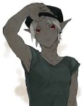  1boy character_request copyright_request earrings grey_skin hat irohaniwoedotirinuruwo jewelry male pointy_ears red_eyes solo sweat tagme the_legend_of_zelda 