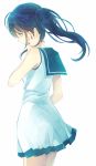  1girl atsuki_(threemountain) blue_eyes blue_hair highres hiradaira_chisaki long_hair nagi_no_asukara sailor_dress school_uniform serafuku side_ponytail standing 