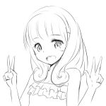  1girl bust double_v greyscale kise_yayoi lineart looking_at_viewer monochrome open_mouth precure simple_background smile smile_precure! solo v white_background zaxwu 