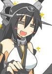  1girl =_= bare_shoulders black_hair bust drooling gomasamune hairband kantai_collection long_hair nagato_(kantai_collection) open_mouth personification smile solo 