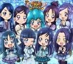  6+girls :d ;d aoki_reika aono_miki black_hair blouse blue blue_background blue_dress blue_eyes blue_hair blue_skirt blush bow color_connection dokidoki!_precure dress fighiro fresh_precure! futari_wa_precure futari_wa_precure_splash_star hair_bun hair_color_connection hair_ornament hairband hairclip happinesscharge_precure! heartcatch_precure! highres hishikawa_rikka kurokawa_eren kurumi_erika long_hair minazuki_karen mishou_mai multiple_girls open_mouth precure purple_hair seiren_(suite_precure) shirayuki_hime side_ponytail skirt smile smile_precure! suite_precure sweat thighhighs violet_eyes wink yellow_eyes yes!_precure_5 yukishiro_honoka 