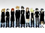  4girls 5boys black_boots black_dress black_gloves black_hair blonde_hair blue_(pokemon) blue_eyes boots brown_eyes brown_hair closed_eyes crossed_arms crystal_(pokemon) dress dress_shirt earrings ghost_in_the_shell_lineup gloves gold_(pokemon) gradient gradient_background green_eyes grey_hair hand_on_hip hands_in_pockets hat hat_ribbon high_heel_boots high_heels jewelry long_hair long_sleeves multiple_boys multiple_girls necklace necktie odamaki_sapphire ookido_green overcoat own_hands_together pants pantyhose pokemon pokemon_special ponytail popped_collar red_(pokemon) red_eyes redhead reverse_trap ribbon ruby_(pokemon) shadow shirt short_hair short_ponytail short_twintails silver_(pokemon) sleeves_pushed_up spiky_hair star star_earrings straw_hat sun_hat trench_coat turtleneck twintails wink yellow_(pokemon) yellow_eyes 