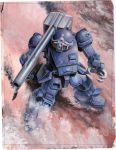  bazooka claws highres mecha no_humans radio_antenna saeki_shouji solo soukou_kihei_votoms strikedog traditional_media watercolor_(medium) weapon 