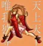  1girl ankle_boots boots breasts brown_hair china_dress chinese_clothes detached_sleeves dress fighting_stance full_body guilty_gear hair_ring kuradoberi_jam large_breasts long_hair soraironokumo twintails very_long_hair wide_sleeves 