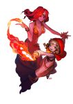  2girls adventure_time akazukin_chacha blonde_hair breasts chacha cleavage dress fire flame_princess gem hood magical_girl multiple_girls ppp_(pestynete) red_eyes redhead short_hair smile 