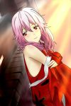  1girl absurdres bare_shoulders blush detached_sleeves guilty_crown hair_ornament highres long_hair pink_hair red_eyes smile solo thigh-highs twintails yuzuriha_inori 
