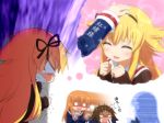  3girls angry blonde_hair blush brown_hair closed_eyes haribote_(tarao) imagining long_hair mikakunin_de_shinkoukei mitsumine_mashiro multiple_girls petting smile suetsugi_konoha yonomori_benio 