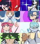  4boys 4girls artist_request black_hair blonde_hair blue_hair brown_hair creator_connection earrings eyelashes gamagoori_ira glasses green_hair happy highlights inumuta_houka jakuzure_nonon jewelry junketsu kill_la_kill kiryuuin_satsuki long_hair looking_at_viewer mankanshoku_mako mask matoi_ryuuko mikisugi_aikurou multicolored_hair multiple_boys multiple_girls open_mouth panty_&amp;_stocking_with_garterbelt parody pink_hair redhead sanageyama_uzu school_uniform senketsu serafuku serious shirt short_hair smile source_request spikes style_parody tagme two-tone_hair 