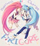  2girls aino_megumi blue_eyes blue_hair copyright_name crown cure_lovely cure_princess english happinesscharge_precure! jewelry long_hair magical_girl multiple_girls open_mouth pink_eyes pink_hair ponytail precure shirayuki_hime thighhighs twintails yamucha 