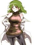  1girl blush breasts glasses green_hair original rough short_hair simple_background solo tokita_monta white_background 