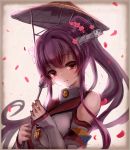  1girl cherry_blossoms kachayori kantai_collection long_hair oriental_umbrella solo umbrella yamato_(kantai_collection) 