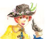  1boy avalon_code gloves hat looking_away lowres male redhead renka_(pixiv) smile solo yumil 