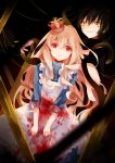  1boy 1girl absurdres black_hair blonde_hair blood crown dark_konoha dress highres kagerou_project kozakura_mary long_hair natsuhime outer_science_(vocaloid) red_eyes snake yellow_eyes 