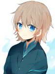  1boy blue_eyes grey_hair isaki_kaname male nagi_no_asukara shichi short_hair smile sweater 