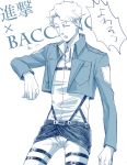  1boy baccano! belt closed_eyes cosplay jacket military military_uniform nakumonaga_uma shingeki_no_kyojin short_hair tick_jefferson uniform 