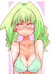  1girl asahina_eriko bikini blush breasts bust cleavage glasses green_hair hys-d pani_poni_dash! solo swimsuit yellow_eyes 