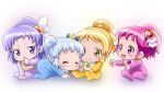  4girls aino_megumi baby bib blonde_hair blue_hair blush bow closed_eyes crown cure_fortune cure_honey cure_lovely cure_princess hair_bow hair_ornament happinesscharge_precure! heart_hair_ornament hikawa_iona mameshiba mini_crown multiple_girls oomori_yuuko pink_eyes pink_hair ponytail precure purple_hair shirayuki_hime short_hair short_twintails sitting smile thumb_sucking twintails violet_eyes white_background yellow_eyes younger 