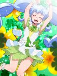  1girl ^_^ alternate_form armpits arms_up blue_hair blush closed_eyes cure_princess happinesscharge_precure! happy long_hair open_mouth precure shirayuki_hime skirt solo tj-type1 twintails 