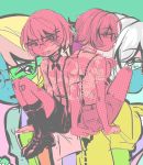  2boys bandaid glasses multiple_boys necktie original short_hair shorts shota sitting socks suspenders womu 