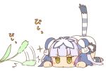  1girl aira_(exp) cat_teaser chinese_clothes double_bun haku_(p&amp;d) lowres multicolored_hair pounce puzzle_&amp;_dragons silver_hair tail tiger_tail yellow_eyes 