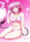  1girl bikini demon_tail harukaze_bou highres momo_velia_deviluke pink_hair short_hair swimsuit tail to_love-ru to_love-ru_darkness violet_eyes 