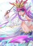  1girl baton blue_eyes headdress highres long_hair mermaid mimitsoi monster_girl purple_hair puzzle_&amp;_dragons siren_(p&amp;d) staff_(music) 
