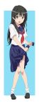  1girl black_eyes black_hair highres long_hair looking_at_viewer open_mouth pleated_skirt saten_ruiko school_uniform serafuku simple_background skirt smile_(rz) socks solo to_aru_kagaku_no_railgun to_aru_majutsu_no_index wet wet_clothes wringing wringing_clothes wringing_skirt 