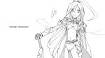  1girl breasts character_name isizuaki long_hair monochrome navel ragnarok_online rune_knight simple_background solo very_long_hair white_background 